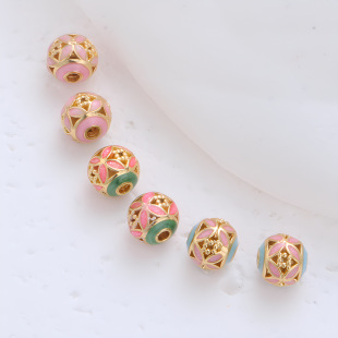 Copper Gold Plated Pearl Bracelet Necklace Beaded Beaded Small Gold Ball Painted Oil Dropping DIY Jewelry Accessories Ancient Gold