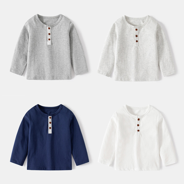 Spring comfortable long-sleeve with a round collar for boys