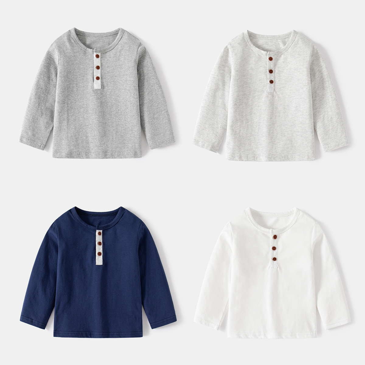 Spring comfortable long-sleeve with a round collar for boys