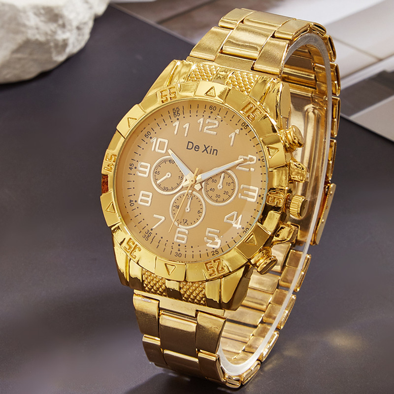 Nuevo reloj transfronterizo reloj para hombre relojes de aleación de luz azul falso reloj de cuarzo de tres ojos reloj para hombre de esfera grande