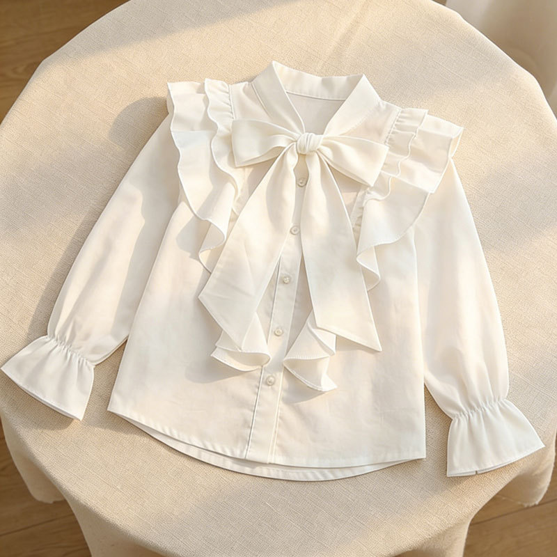 Girls' Spring and Autumn Shirts, New Korean Style, Stylish Long-Sleeved White Shirts, Fashionable Base Tops for Children and Older Kids Girls' Spring and Autumn Shirts, New Korean Style, Stylish Long-Sleeved White Shirts, Fashionable Base Tops for Children and Older Kids