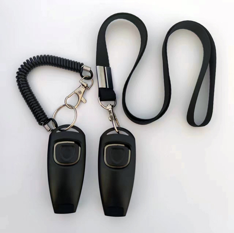 ペットクリッカートレーナー犬トレーナー犬トレーニングホイッスル + クリッカーホイッスルツーインワン黒ロングブレスレットストラップ付き|undefined