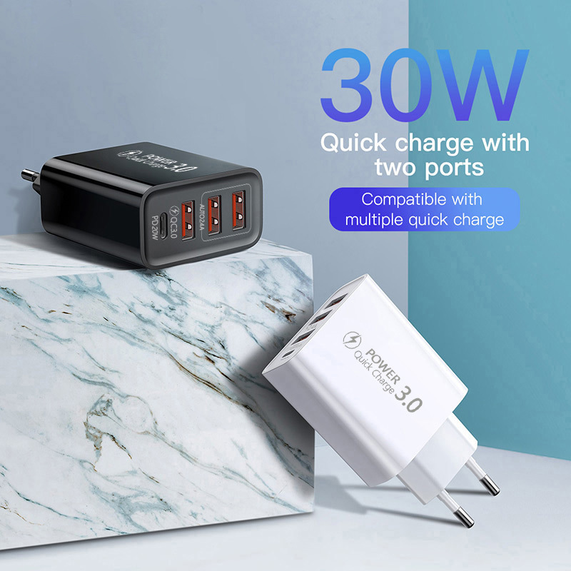 Travel charger US regulations European regulations British Regulations 3USB + Type-C charging head 3USB + PD multi-phone adapter