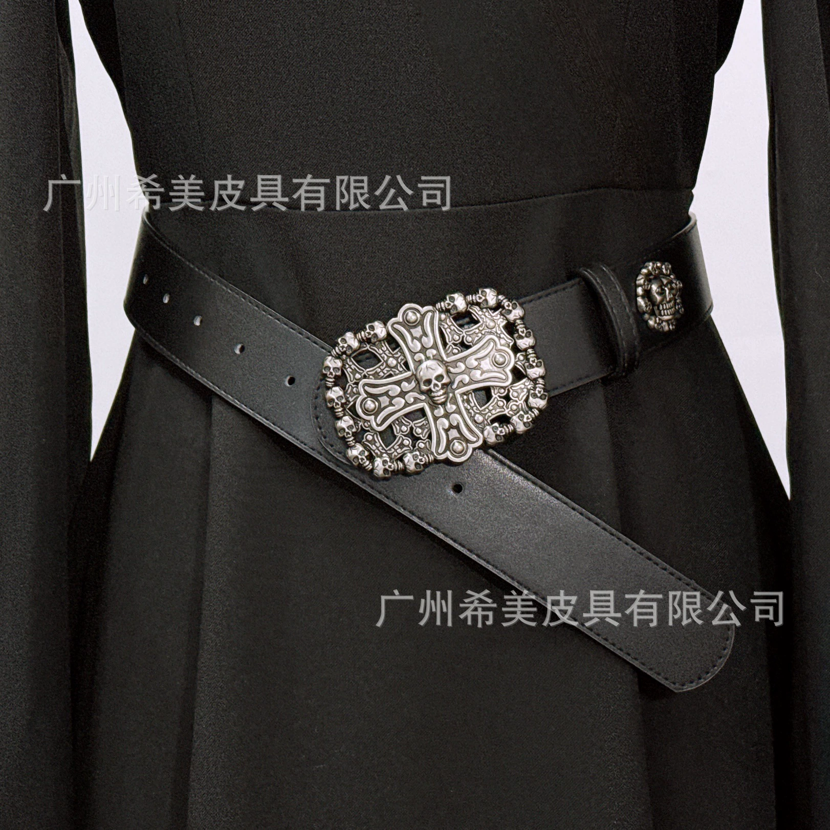 Retro belt, black universal accessory, punk style