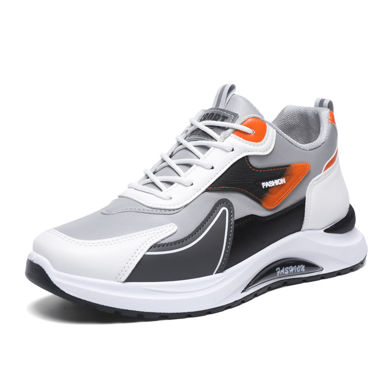 Nuevos zapatos deportivos primavera y otoño zapatos casuales de cuero impermeables para hombres, tendencia de malla transpirable, zapatos de suela suave cómodos y versátiles para correr