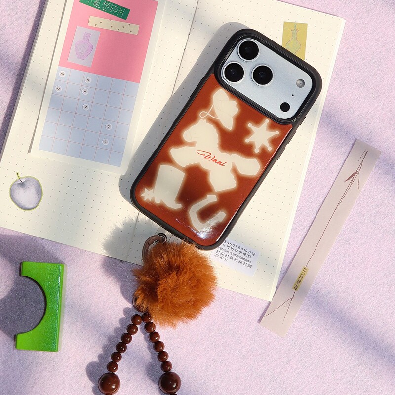 Waai《Sunset Riders》Black Frame Resin Phone Case Western Niche Cowboy Iphone17Pm Fun Vibe