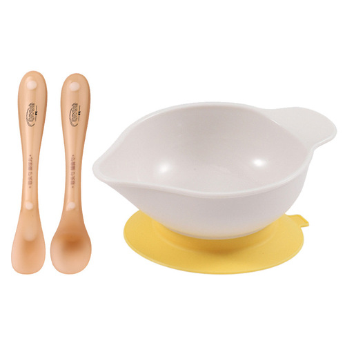 Baby and Toddler Food Bowl with Duck Bill Design, Built-in Suction Cup, Grinding Function for Porridge and Soup, Special Bowl for Newborn Feeding, Soft Head Spoon