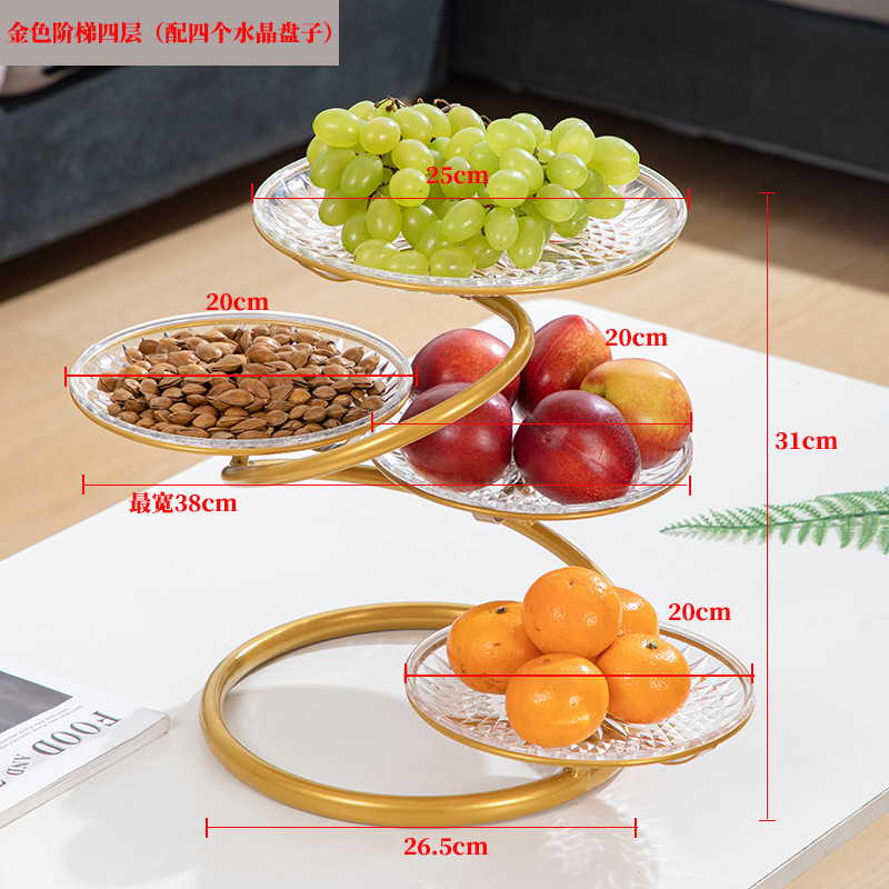 Plato de frutas de hierro forjado gancho de plátano sala de estar casera canasta de frutas de lujo ligera mesa de comedor dulces bocadillos plato