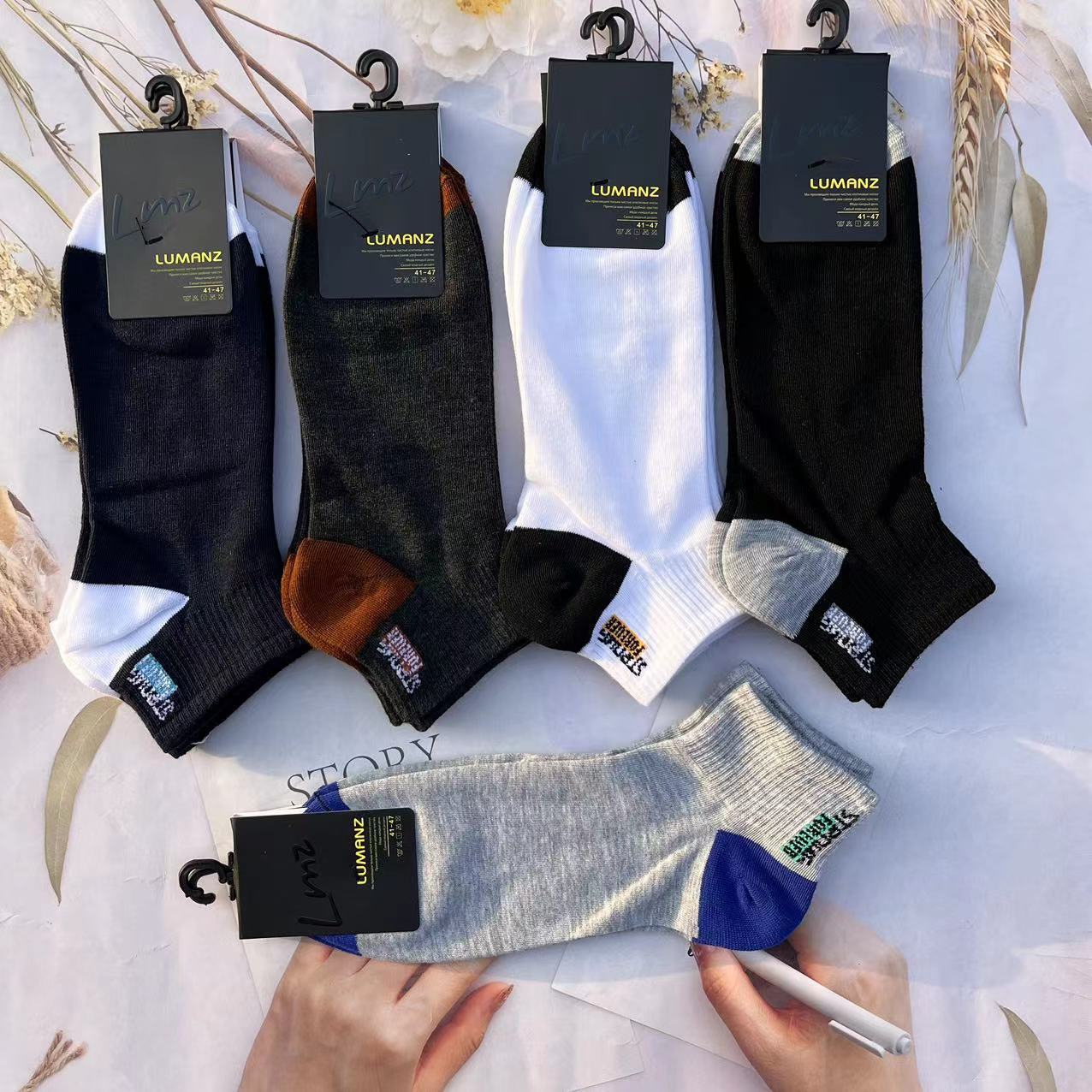 2023新潮款精梳棉短袜春夏季男女运动学院风吸汗船袜详情8