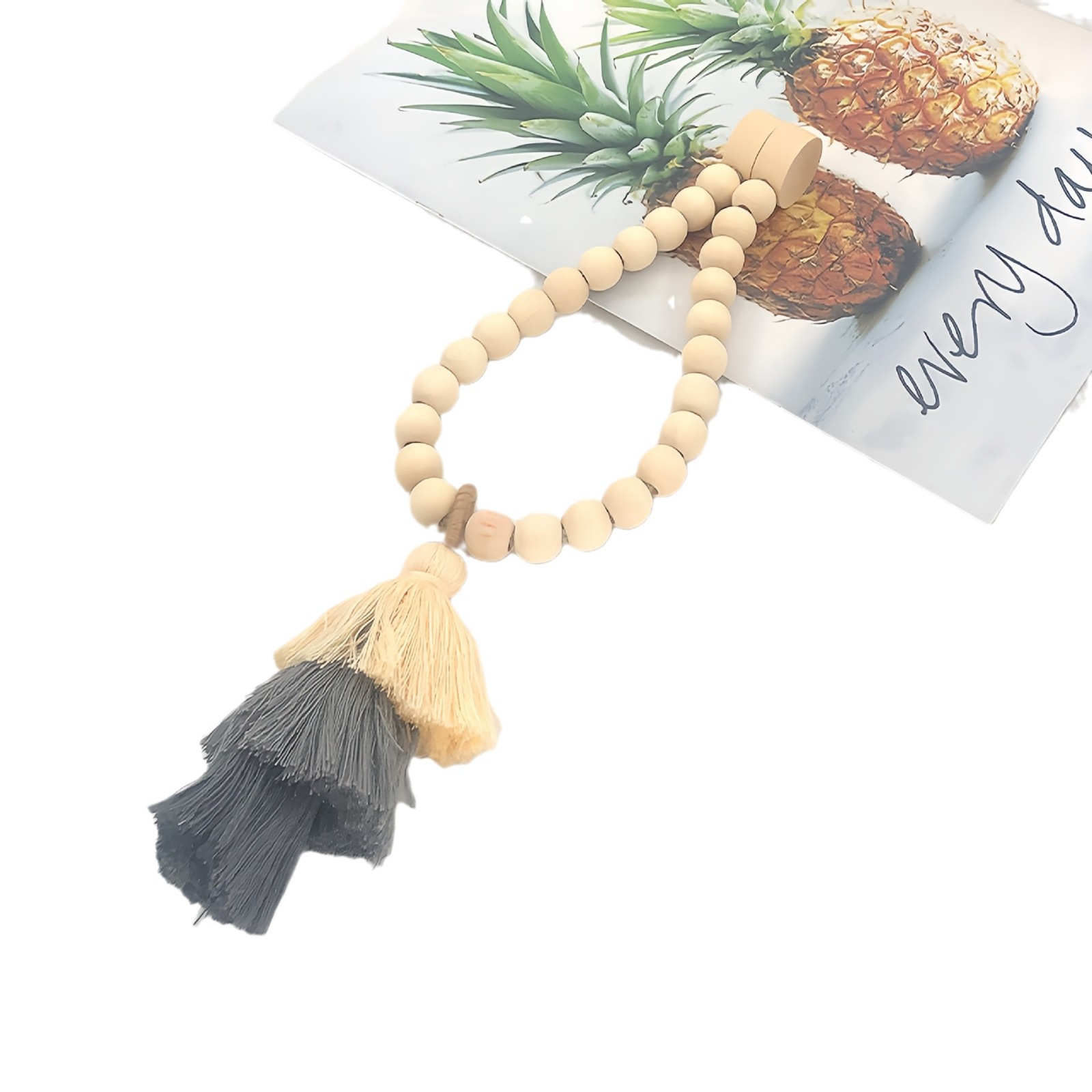 Nuevo correa de cortina de perlas de madera de tres capas de botón de cortina de fijación de cortina de absorción de cortina de fijación de cortina corda de cortina decoración sin agujeros perforados