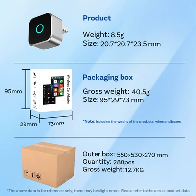 Ottocast Mini Cube Wireless Carplay Adapter Android Auto Car-Machine Interconnection Box (Simsiz CarPlay və Android Auto) - cp88-m