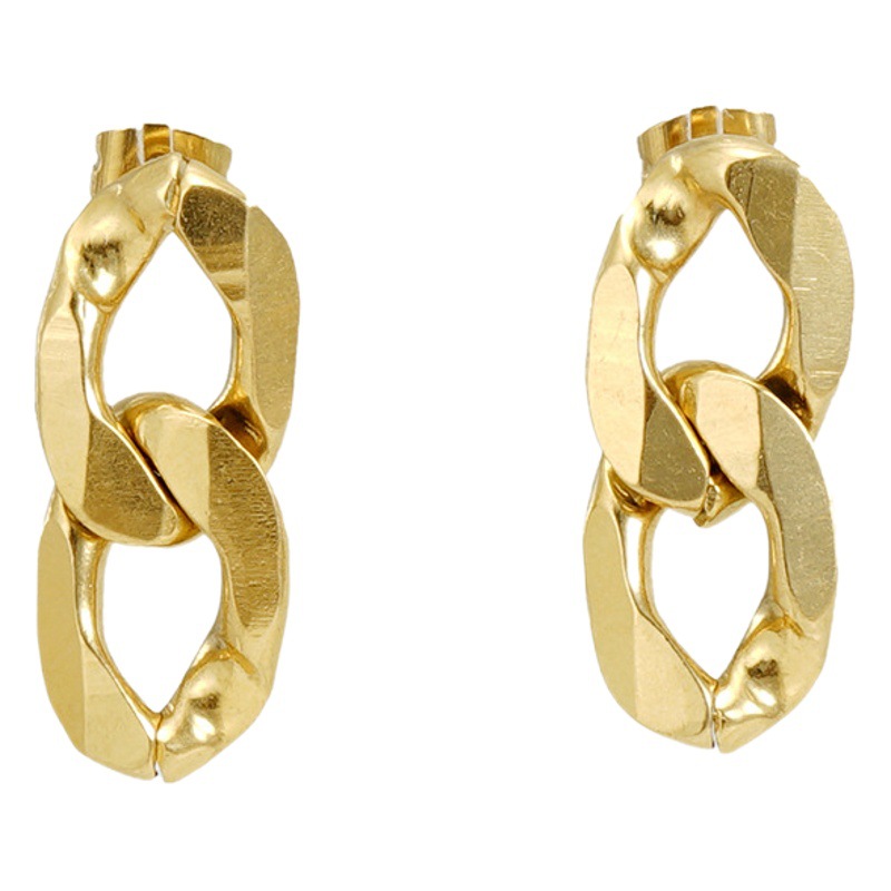Transfronterizo europeo y americano nuevo irregular galvanoplastia 18K oro titanio acero pendientes de moda nicho ins8 pendientes