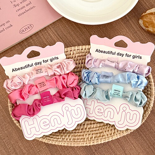 Colorful combination small intestine hair tie simple and elegant sense matchable head accessory cute girl elastic ponytail hair tie accessory