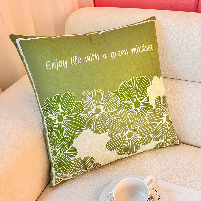 Xiaoqing viento fresco estampado de flores almohada funda de almohada sala de estar sofá almohada impresión de cabecera correa de almohada de cintura abstracta