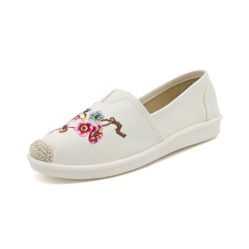 Cloth straw espadrilles flat