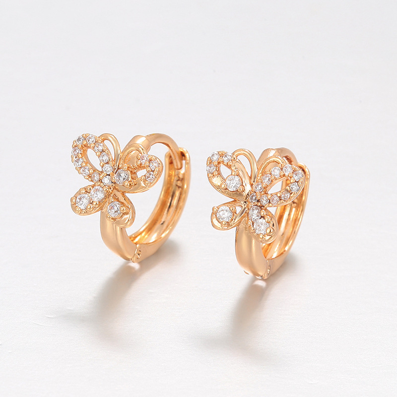 Xuping retro mariposa hueco orejas de aleación de cobre chapado 18k simple nicho pendientes rusos orejas para mujeres