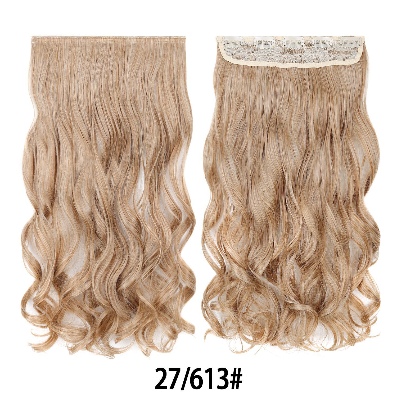 Extensión de Cabello de 5 Clips de 18 Pulgadas de Fibra de Alta Temperatura Rizado para Señoras