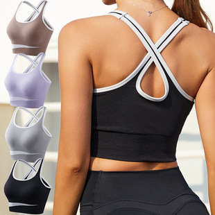 New Running Sports Bra Fitness Fixed Cup Gather Shock Absorbing Yoga Bra Cross Beauty Back Sports Underwear