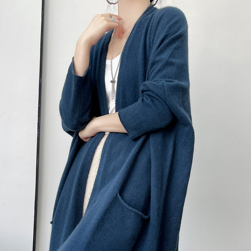 Baby Cashmere Long Cardigan Women's Autumn and Winter New Korean Style Wool Casual Loose Knitwear Jacket Outwear