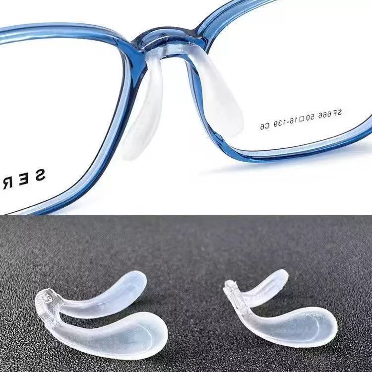 儿童眼镜鼻托一体式马鞍形U型托叶 硅胶连体插入八字型锁螺丝鼻垫|undefined
