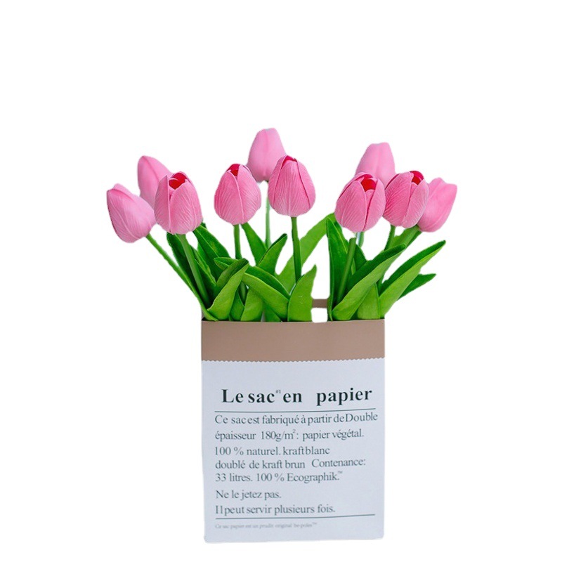 Moisturizing Pu Mini Tulip Artificial Flower Fake Flower Home Decoration Photo European Style Ornament Factory Direct Sale