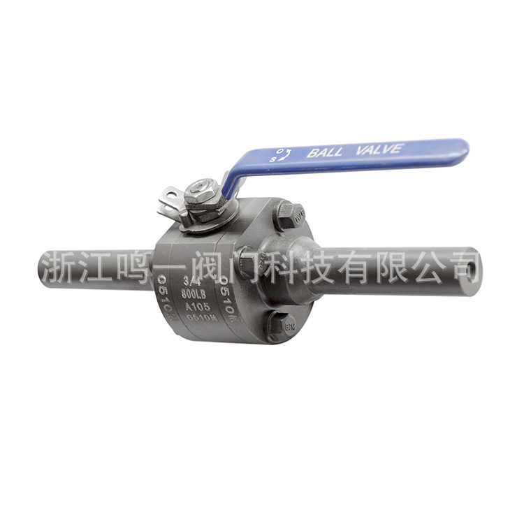 锻造圆体三片式带焊接加长管阀杆螺母式双向硬密封手动球阀带锁