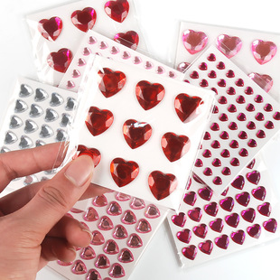 Four Size Peach Heart Single Diamond Stickers Cross-border Hot Selling Gem Stickers Children's DIY Creative Crystal Stickers Face Decoration