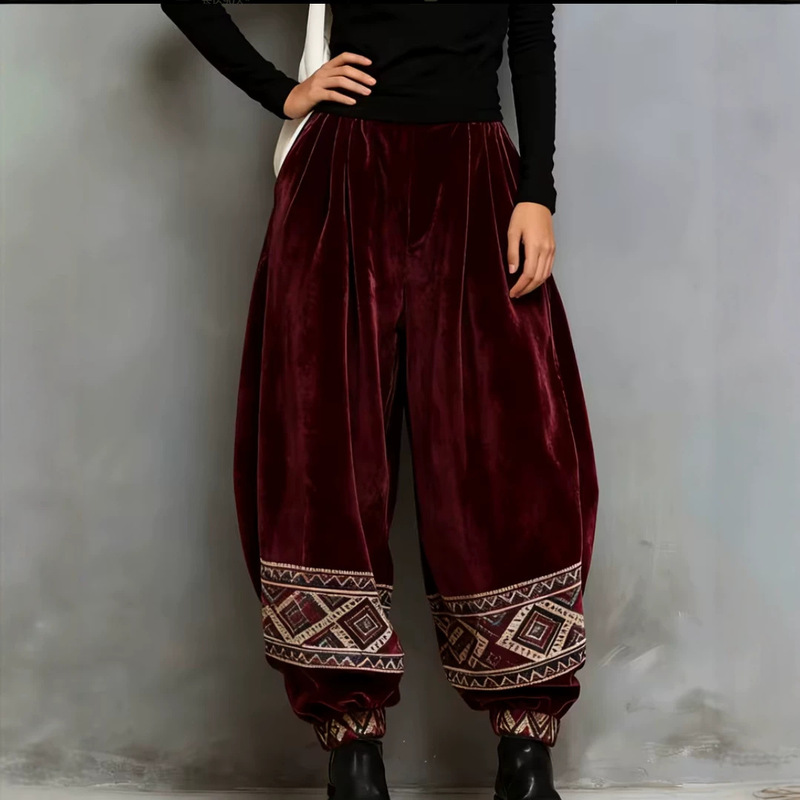 2026 New Women's Elastic Waist Harem Pants, Printed Design Women's Casual High-Waisted Jogger Pants, Loose Fit 2026 New Women's Elastic Waist Harem Pants, Printed Design Women's Casual High-Waisted Jogger Pants, Loose Fit