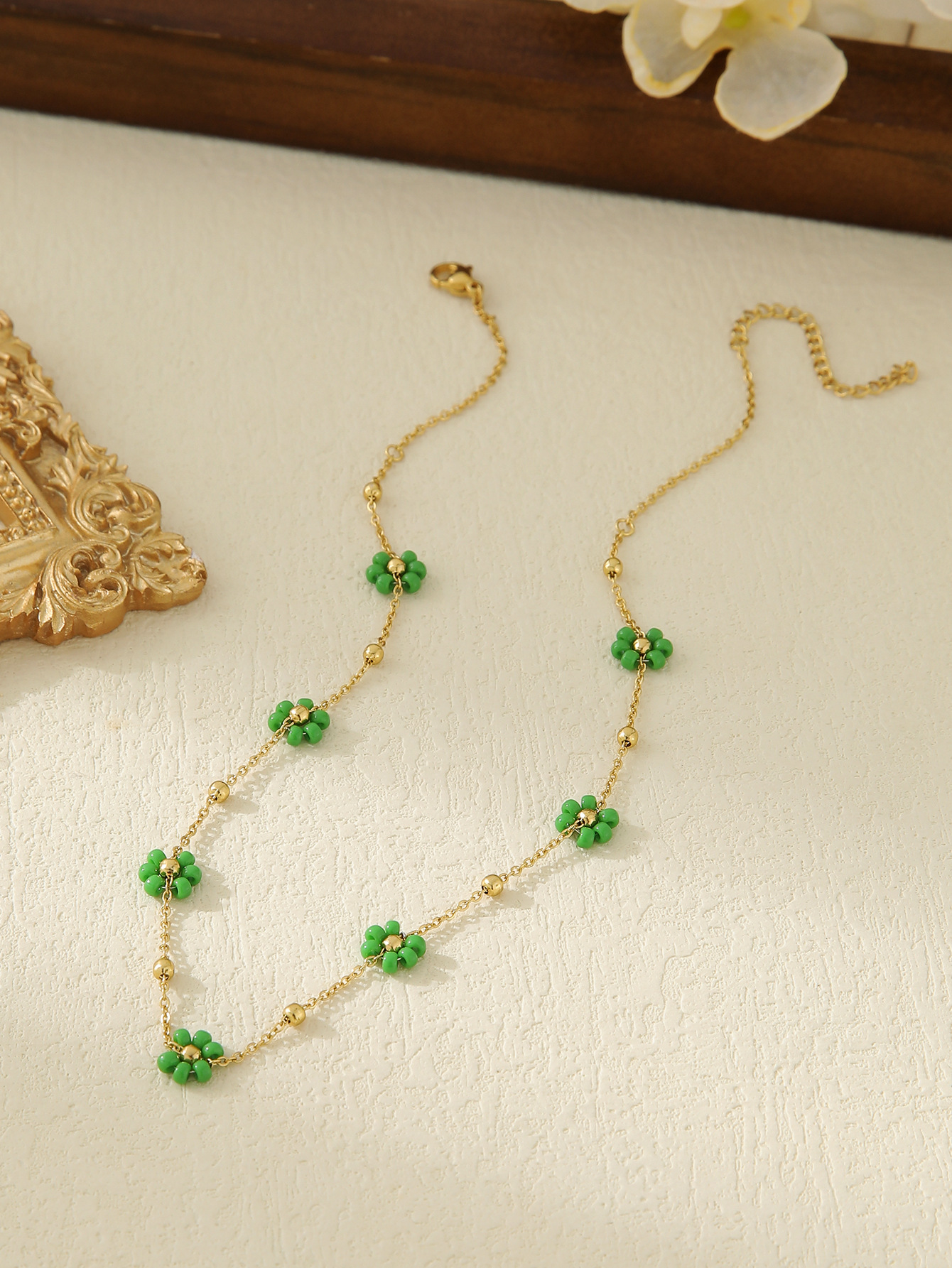 Plating Design Wholesale Jewelry Simple Style Flower 304 Stainless Steel Plating Necklace Cable Chain