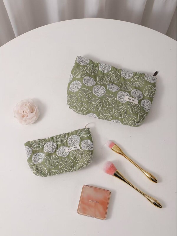 新しい新鮮なレトロな花の刺繍綿とリネン生地の化粧品袋スキンケア製品収納袋クラッチバッグライナーバッグ|undefined