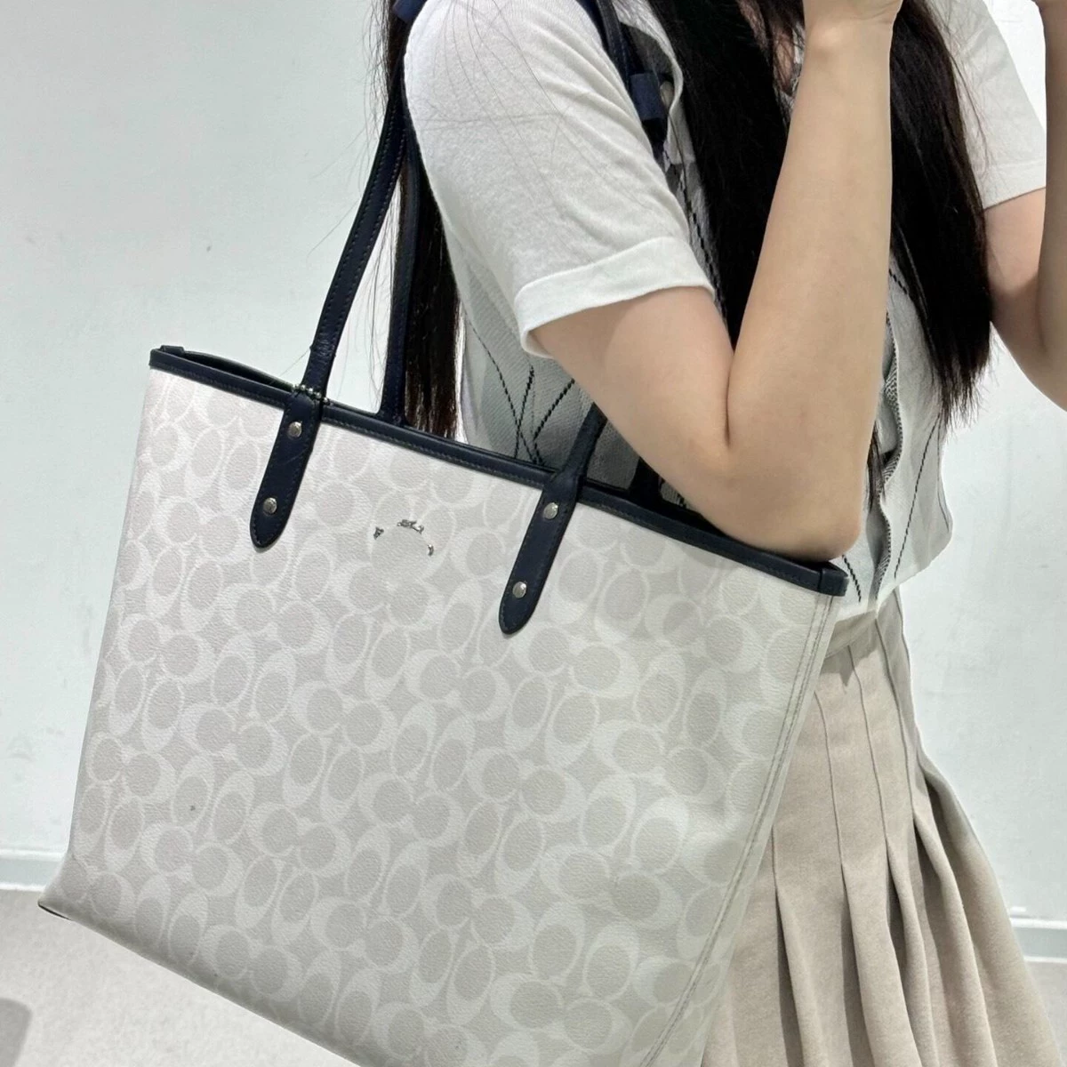 Kome Home Кожа City33 синий белый Тот сумка Высокое качество пресбиопия сумка сумка большая емкость