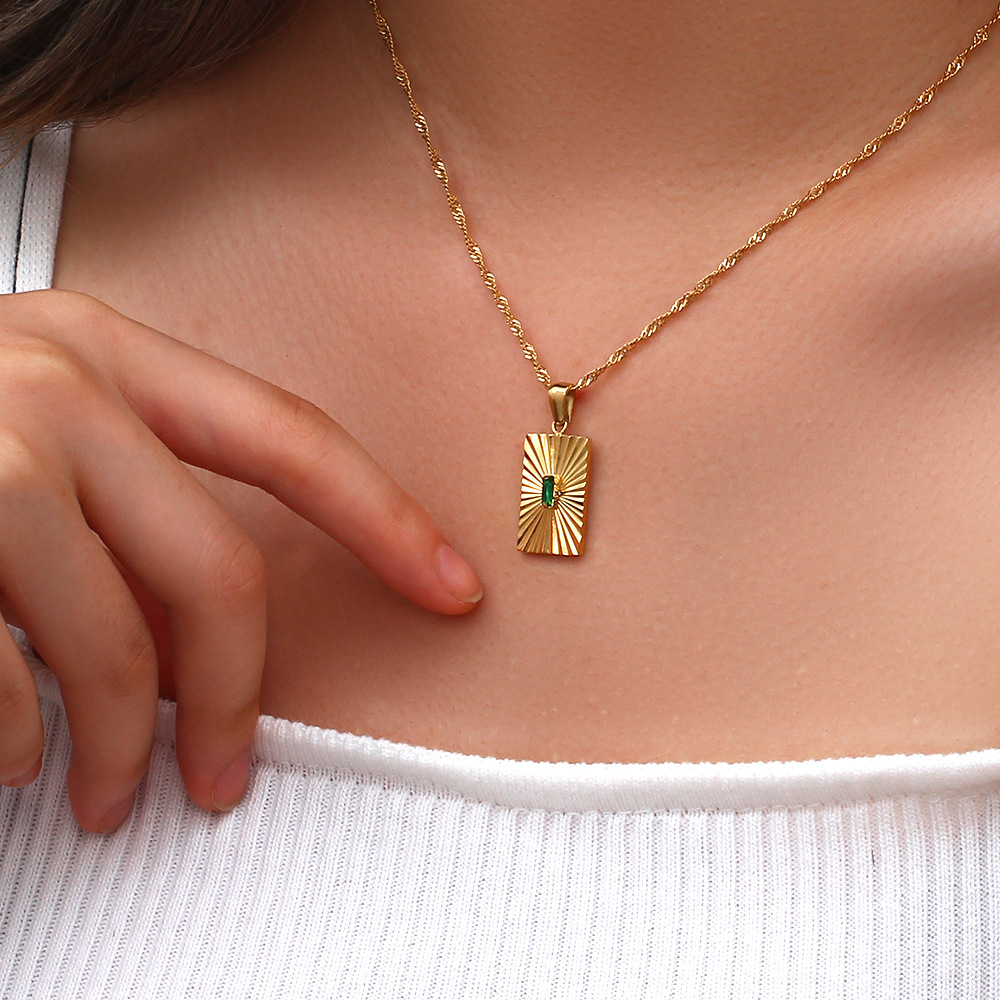 Fashion Geometric Stainless Steel Plating Metal Zircon Necklace_colorza_5