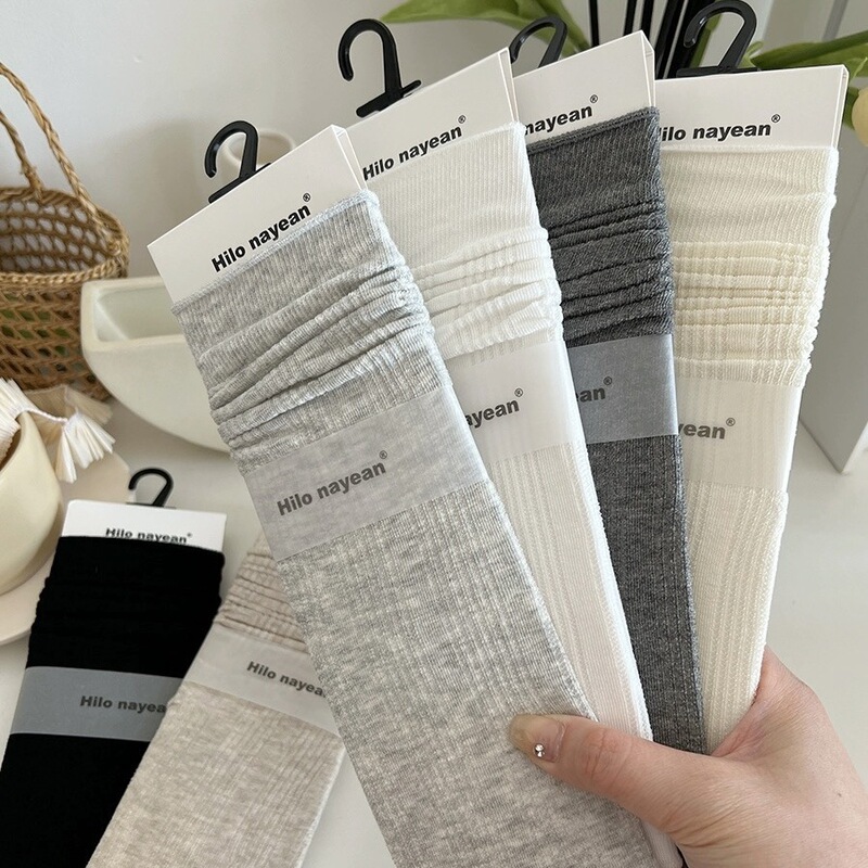 Summer Thin Boneless Hollow-out Retro Socks Children's Mid-tube Socks Pure Cotton Vertical Strip French Show Simple Stack Socks Summer Thin Boneless Hollow-out Retro Socks Children's Mid-tube Socks Pure Cotton Vertical Strip French Show Simple Stack Socks
