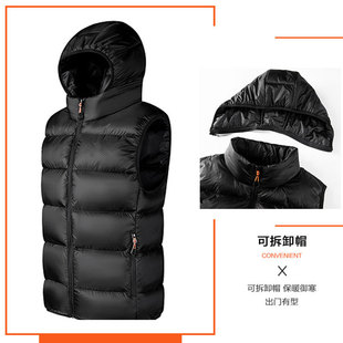 Autumn and Winter New Style Splicing Color Cotton Vest Men's Warm Hooded Vest Jacket Men's Pure Color Outer Vest