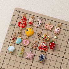 跨境花朵铜欧美保色18K时尚蝴蝶星星件陶瓷新款镀流行水晶花吊坠