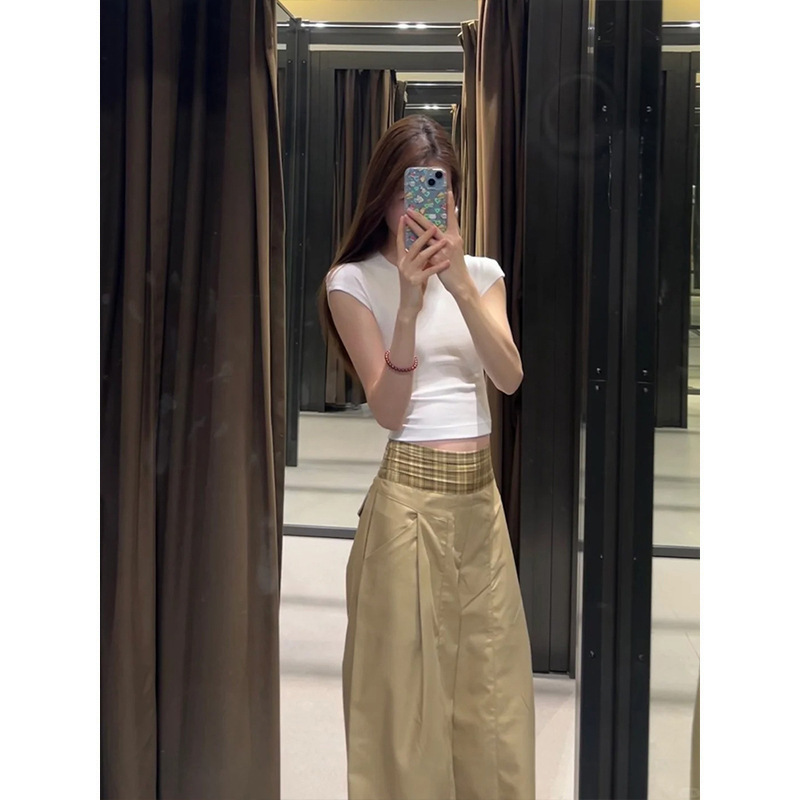 MosesQueen2025 新しい夏のホットガールショートショルダートップインラウンドネックスリムフィット半袖 Tシャツ|undefined