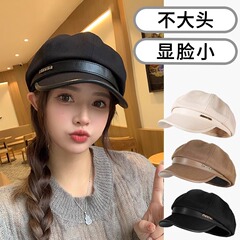 クロスボーダーの新型ベレー帽の女性春秋百合の純色のアヒルの舌の八角の帽子の気質は顔の小さい潮流の子供の帽子を現します。