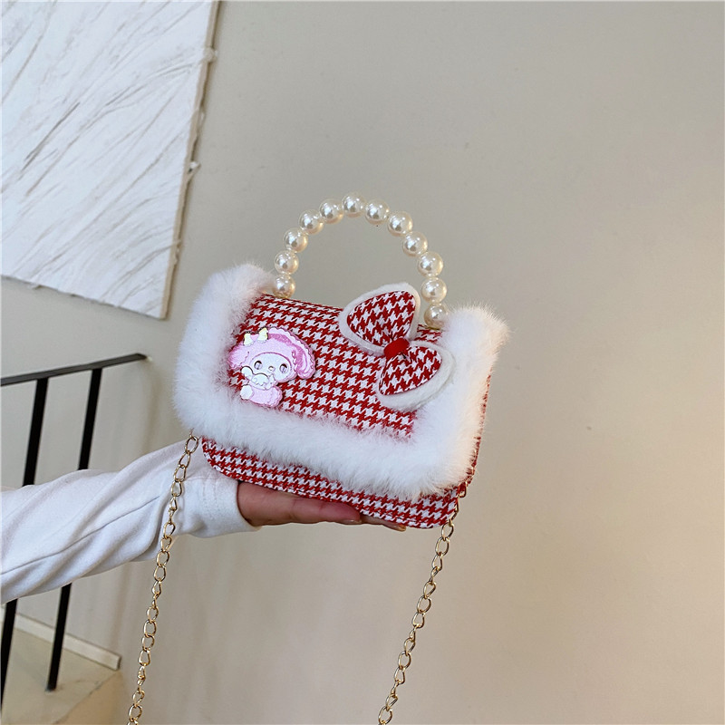 Mochila de niños estilo extranjero princesa perla de viento pequeño cambio bolso de hombro de niña encantadora