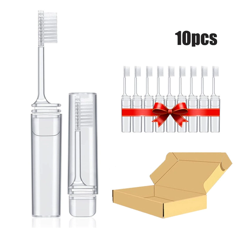10 Дорожный складной костюм для зубных щеток Портативный отель Business Travel Одноразовая прозрачная зубная щетка для хранения