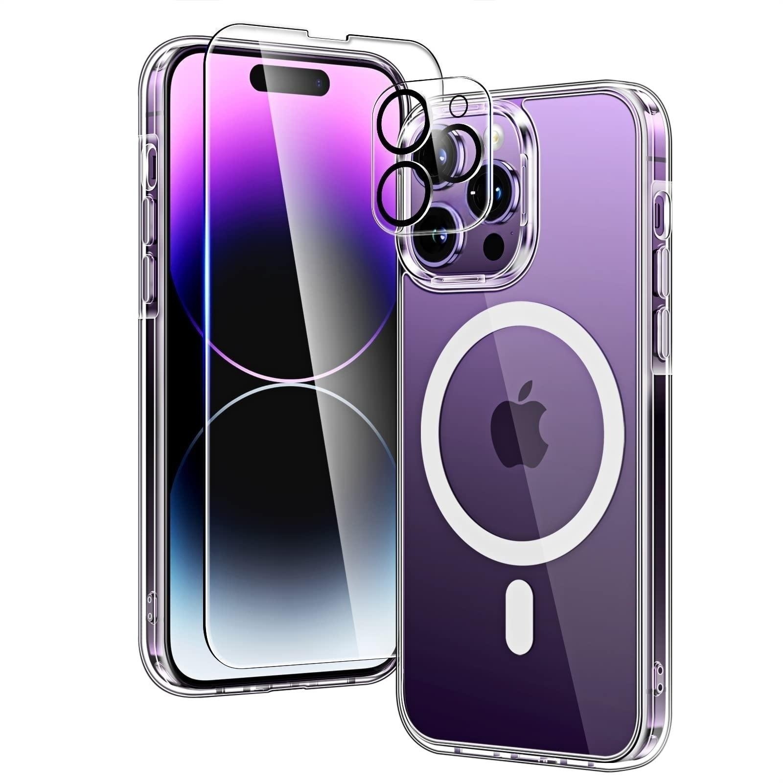 适用iPhone15磁吸手机壳套装苹果15手机壳高清钢化膜镜头膜带包装
