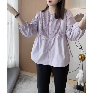 2025 New Women's Long-Sleeved Shirt, Elegant Plus Size Women's White Shirt, Fat mm Covers the Belly and Hides the Flesh, Loose Top