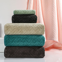 珊瑚绒毛巾方巾批发三件套加厚超强柔软吸水非全棉纯棉裹浴巾跨境