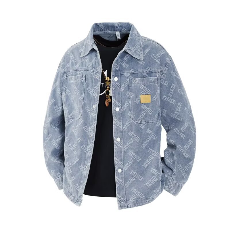 New Balance Spring and Autumn New Denim Jacket Loose Classic Retro Hong Kong Style Men's Casual Work Jacket