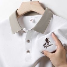 polo衫男士短袖t恤纯色翻领高档休闲商务男装上衣夏季薄款T恤衫