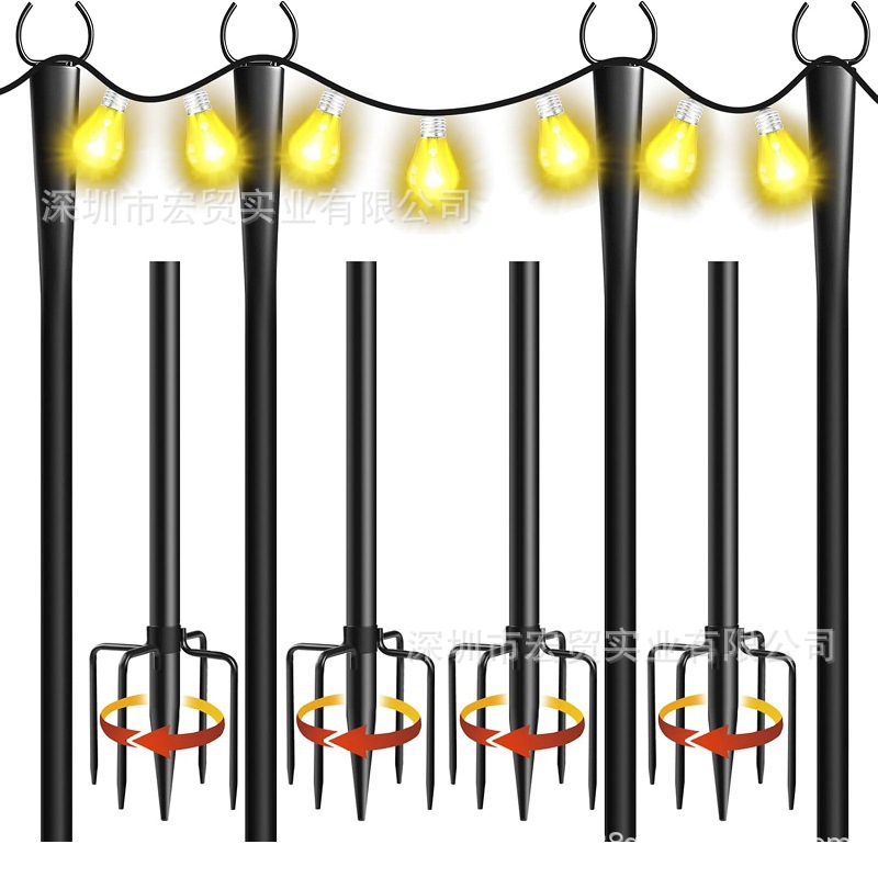Soporte de luz para exteriores de Amazon, poste de soporte, balcón de jardín, poste de conexión de suelo, soporte de luz de cadena, poste de soporte, soporte de luz de diseño de arte de hierro