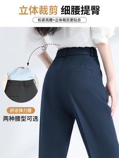 Navy Blue Women's Suit Pants for Spring and Summer, Professional Formal Wear for Work, Interviews, Commuting, Cigarette Pants, Petite Cropped Dress Pants for Winter