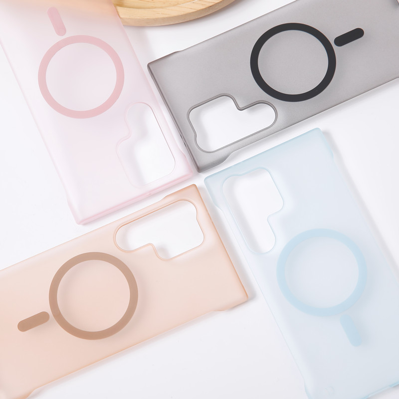 Large hole frameless magnetic Samsung S24ultra phone case S25 for S23 matte s22 cross-border s24plus