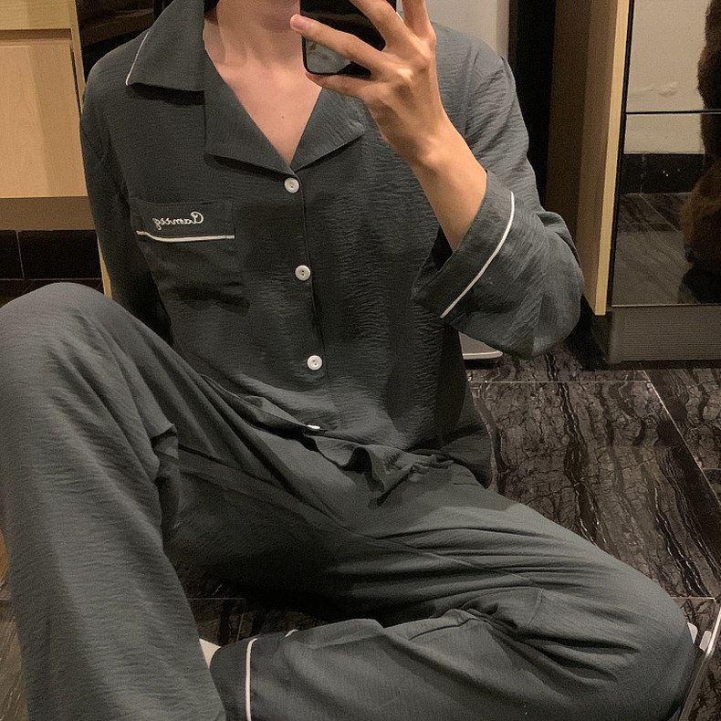 Men's Pajamas Spring and Autum Long-Sleeved Cloud Cotton 2025 New Casual Loose Large Size Home Wear Set Wholesale