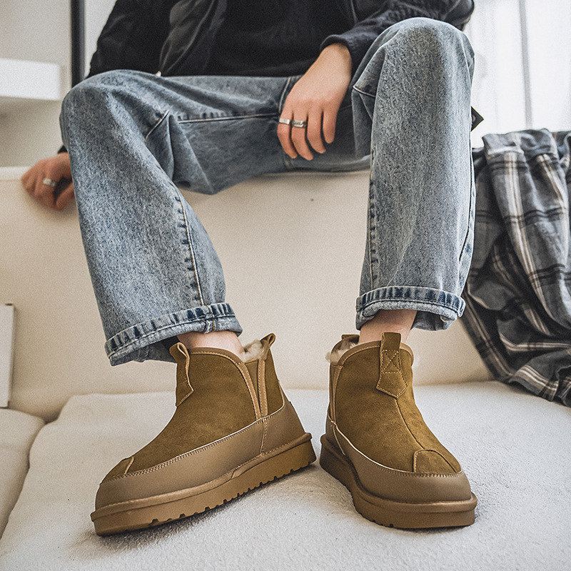 3123 Sniega zābaki vīriešu 2023. gada rudens un ziemas jauni samta silti kokvilnas apavi mājas, āra, ziemas vīriešu apavi_voghion.com