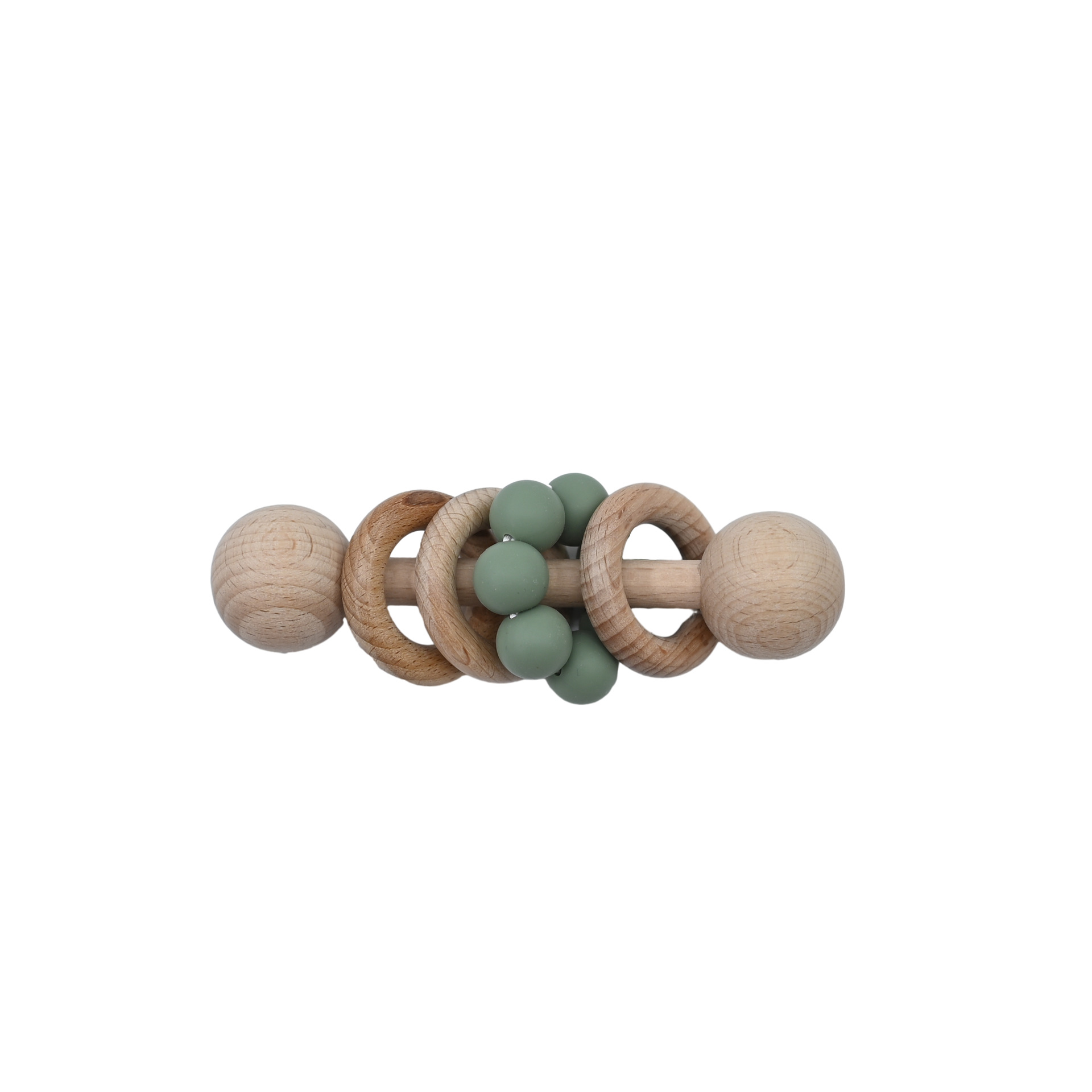 Animal de madera hecha a mano campana bebé puede roer madera silicona perlas de madera campana de mano juguete tranquilizador